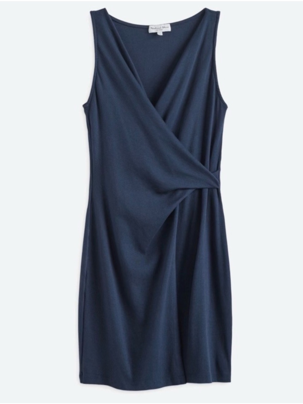 Michael Stars Abby Faux Wrap Dress Ultra Rib NWT Medium Navy Blue